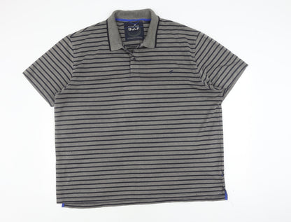 Stone Bay Men's Grey Striped XXL Golf Polo Shirt