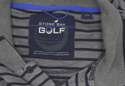 Stone Bay Men's Grey Striped XXL Golf Polo Shirt