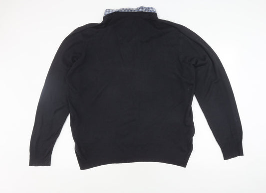 Pierre Cardin Men's Black V-Neck Pullover Jumper 2XL