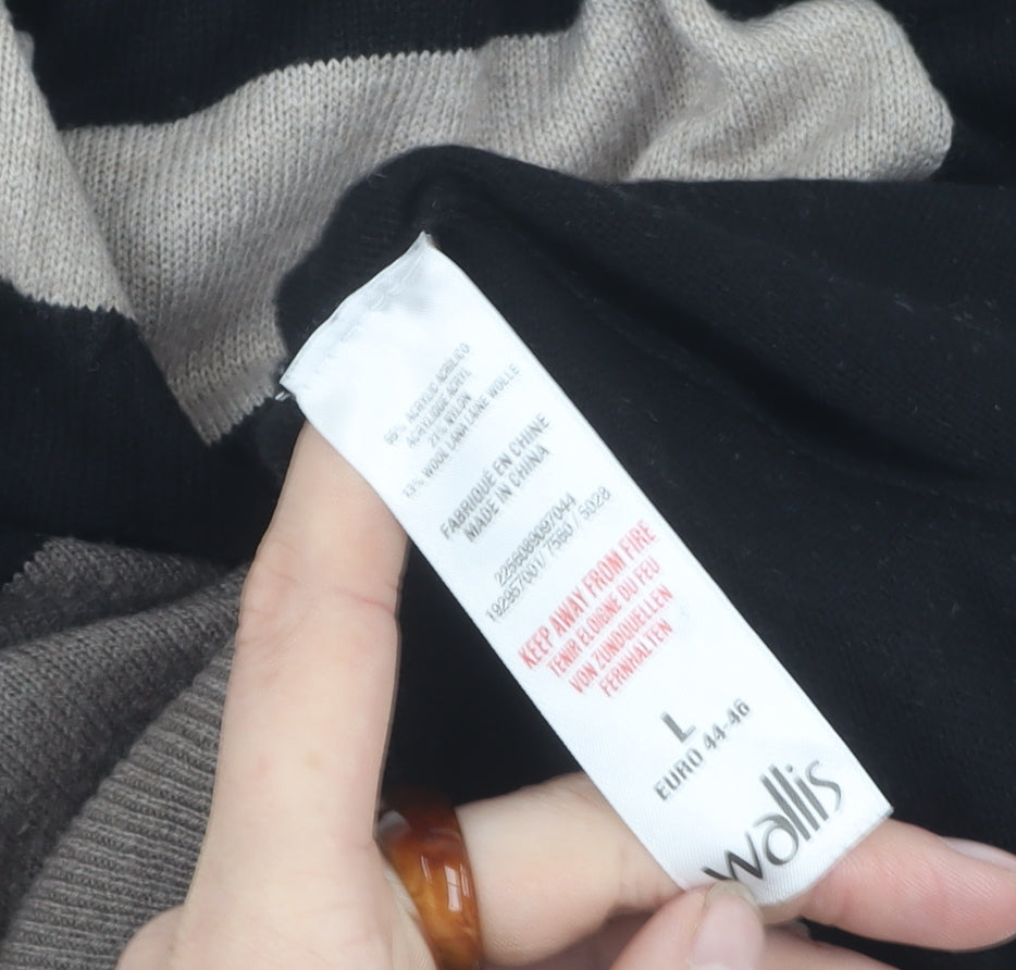 Wallis L Black Geometric Long Sleeve Jumper
