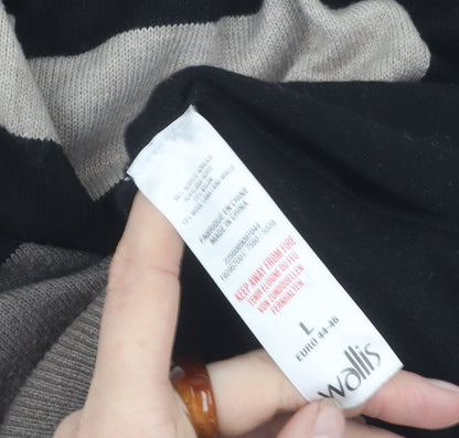 Wallis L Black Geometric Long Sleeve Jumper