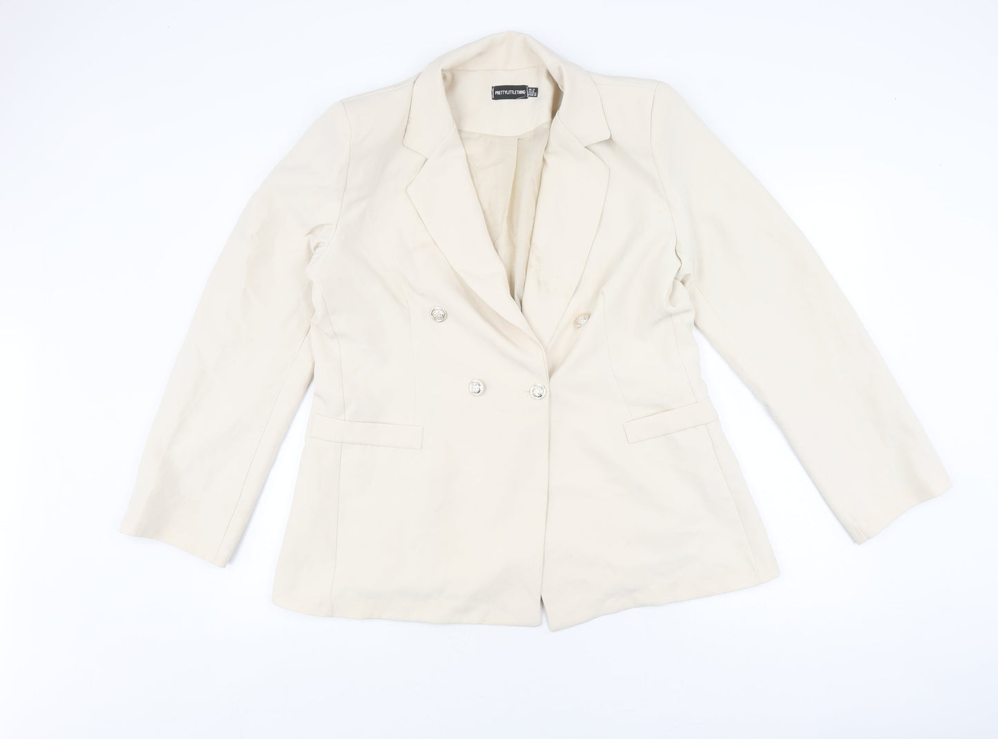 PRETTYLITTLETHING Women Ivory Blazer UK 14 Regular Fit