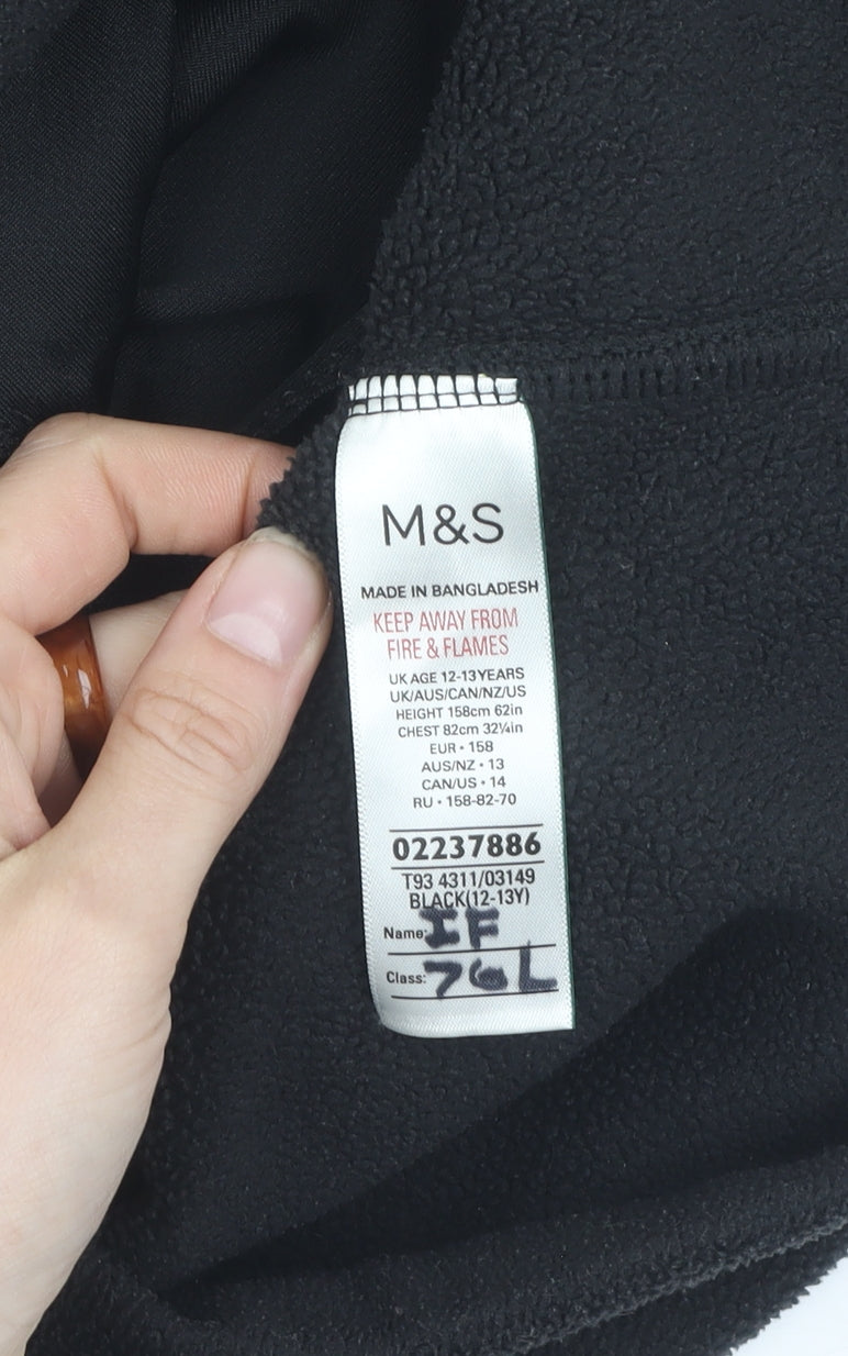 Marks and Spencer Black Girls Fleece Jacket 12-13 Years