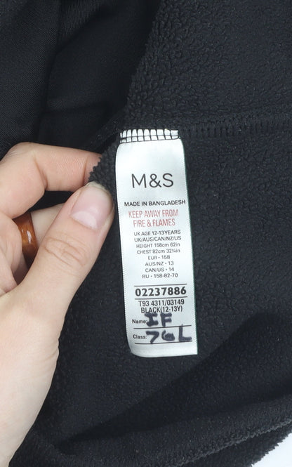 Marks and Spencer Black Girls Fleece Jacket 12-13 Years