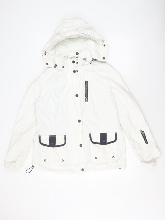 Crew Clothing Co. Women's White Hooded Jacket Size 12