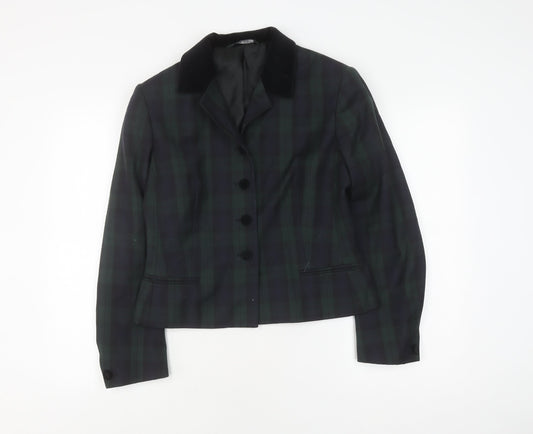 Marks and Spencer Women's Green Plaid Wool Blazer Size 12