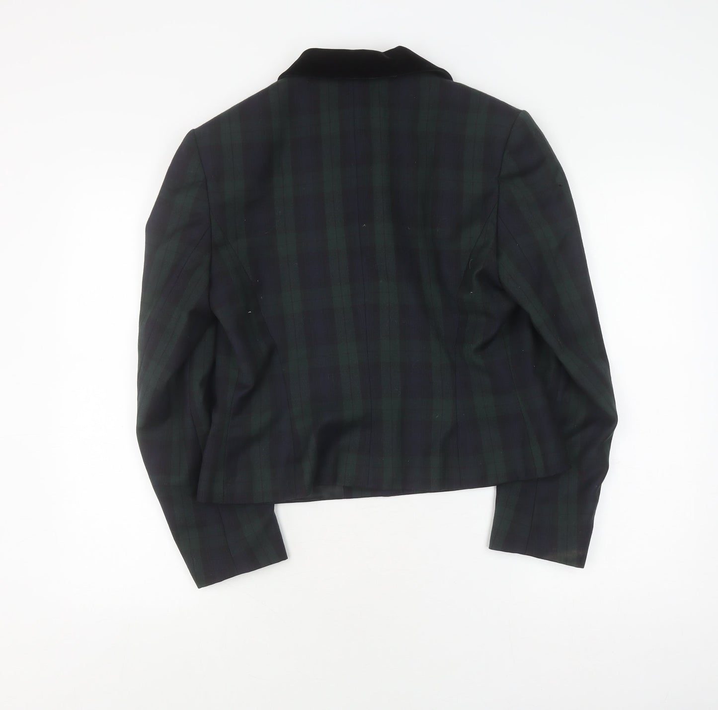 Marks and Spencer Women's Green Plaid Wool Blazer Size 12