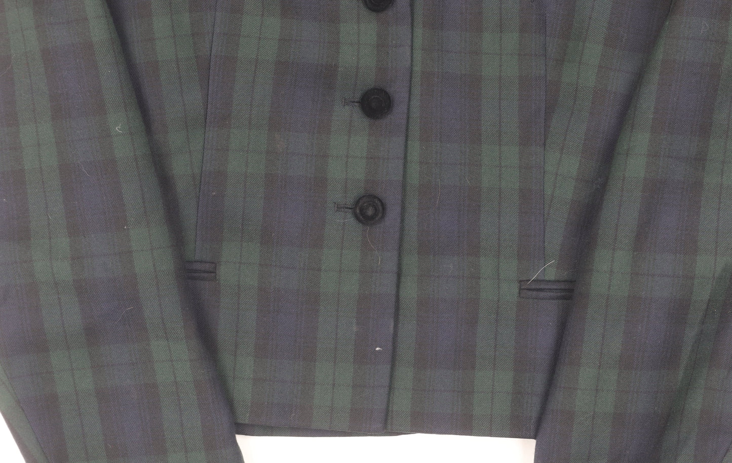 Marks and Spencer Women's Green Plaid Wool Blazer Size 12