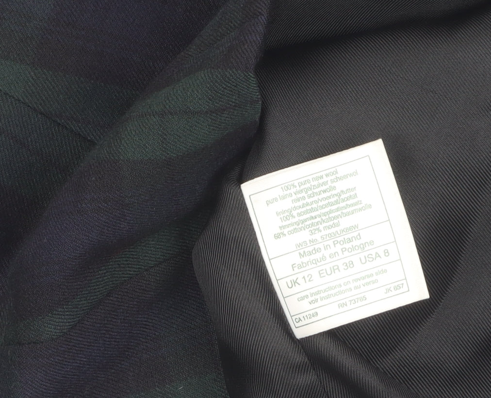 Marks and Spencer Women's Green Plaid Wool Blazer Size 12