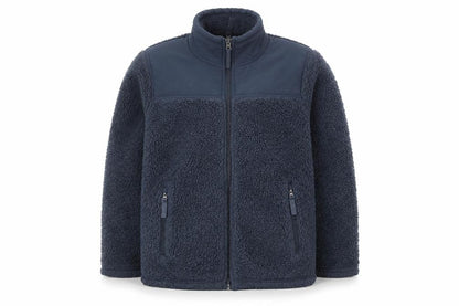 Front view of 32 Degrees boys’' blue fleece jacket, full zip, size 7-8, winter warm