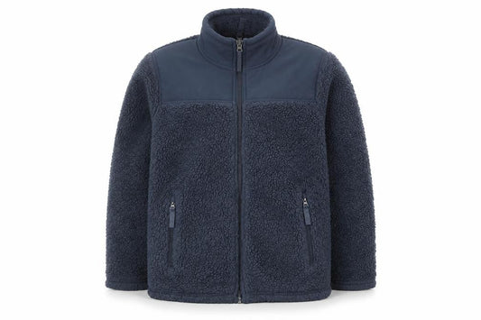Front view of 32 Degrees boys’' blue fleece jacket, full zip, size 7-8, winter warm