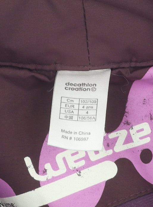 Decathlon Girls Purple Snow Pants 2-3 Years Waterproof Skiing