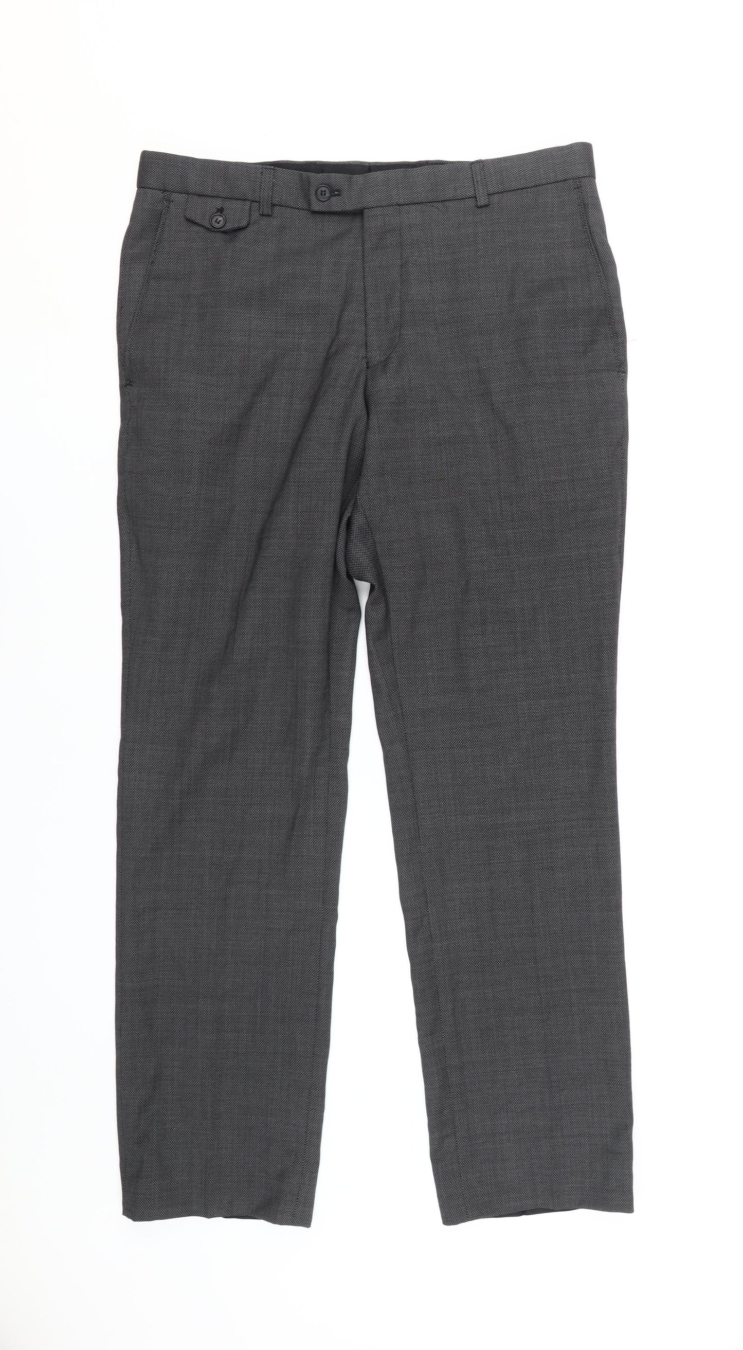Racing Green Men's Grey Trousers 34 Regular Business
