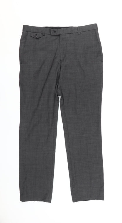 Racing Green Men's Grey Trousers 34 Regular Business