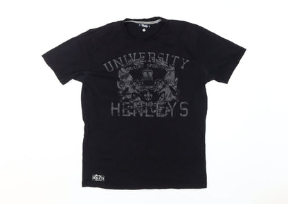Mens UK Size L Henleys Black  T-Shirt