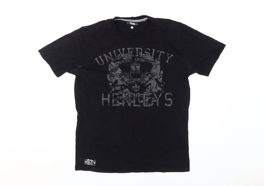 Mens UK Size L Henleys Black  T-Shirt