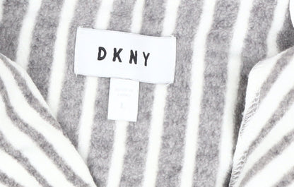DKNY Women's Grey Striped Pyjama Top, Size L