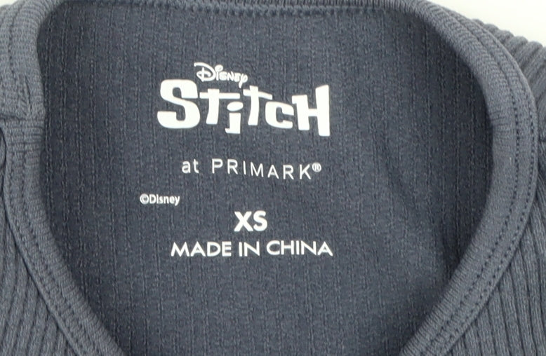 Primark Disney Stitch Women's Blue XS Cropped T-Shirt