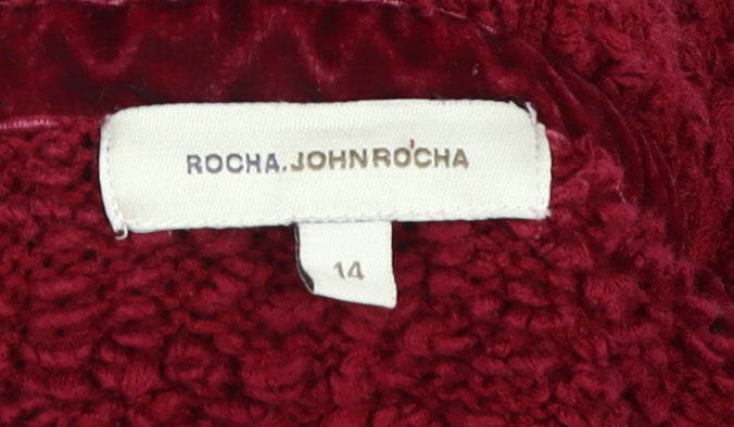 Rocha John Rocha Women's Red Collared Jacket Size 14