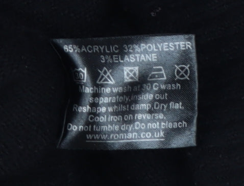 Womens UK Size 16 Roman Black Pullover Jumper