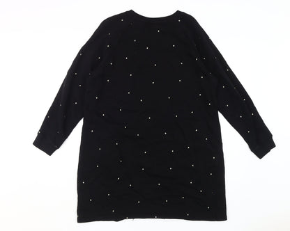 Fat Face Women's Black Long Sleeve Studded Dress