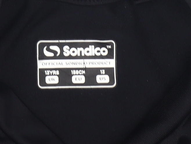 Sondico Boys' Black Football T-Shirt Long Sleeve 13 Years