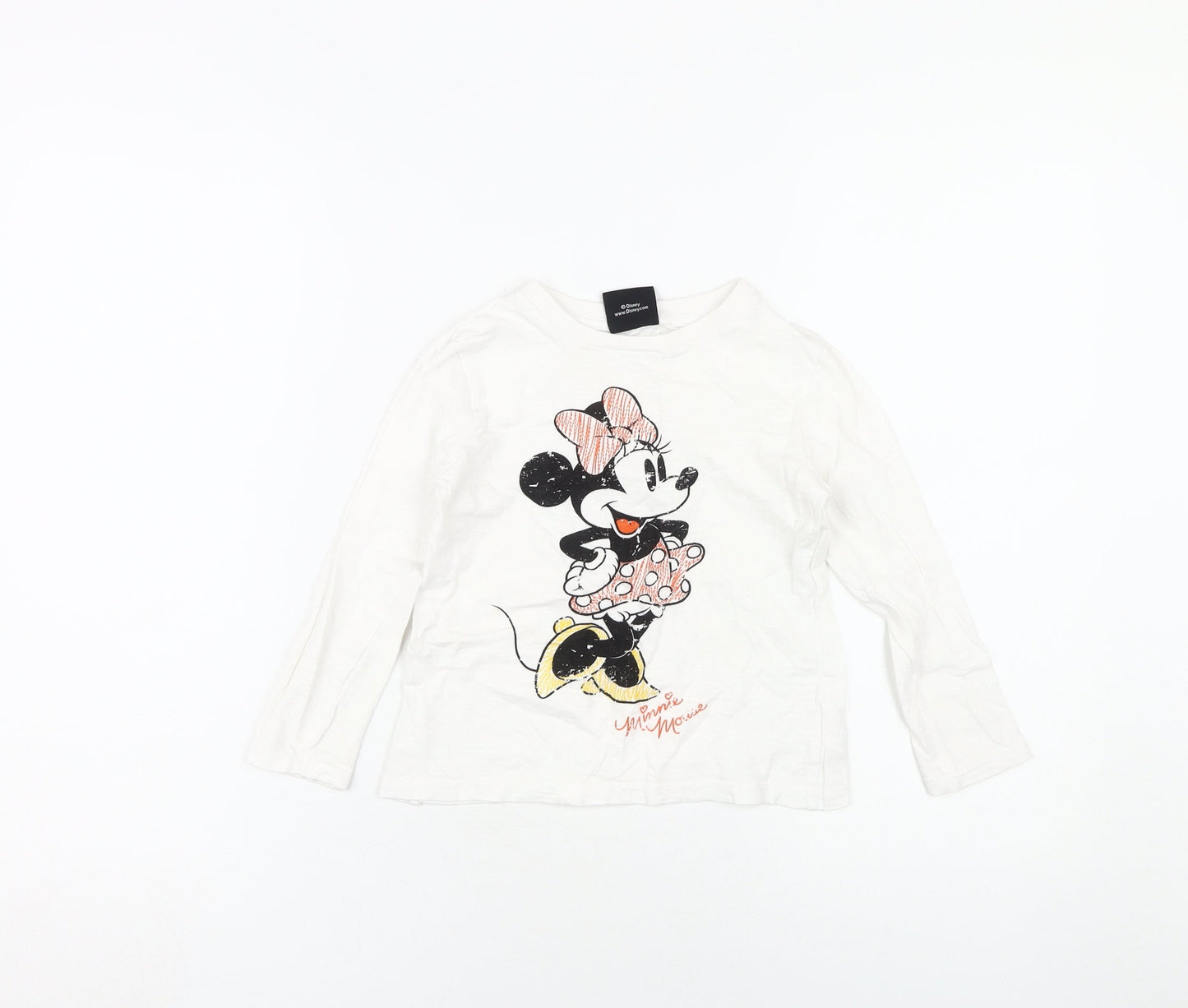 Disney Girls White Minnie Mouse Long Sleeve T-Shirt 5-6 Years
