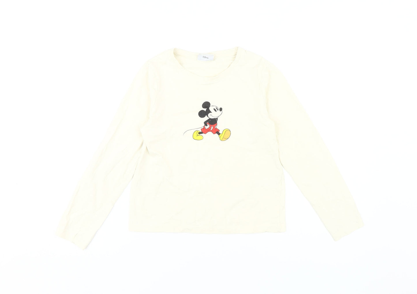 Disney Girls White Mickey Mouse Long Sleeve T-Shirt 9-10 Years