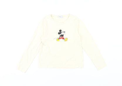 Disney Girls White Mickey Mouse Long Sleeve T-Shirt 9-10 Years