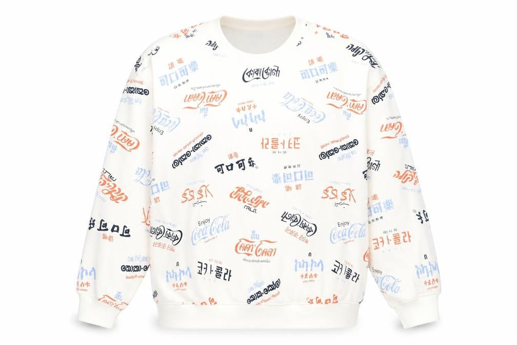 Front view of Coca-Cola unisex white sweatshirt 2xl casual pullover
