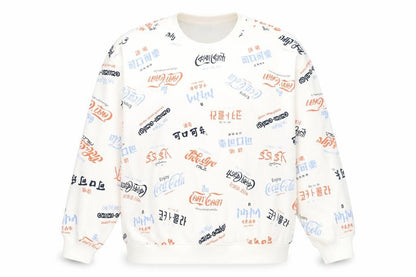 Front view of Coca-Cola unisex white sweatshirt 2xl casual pullover