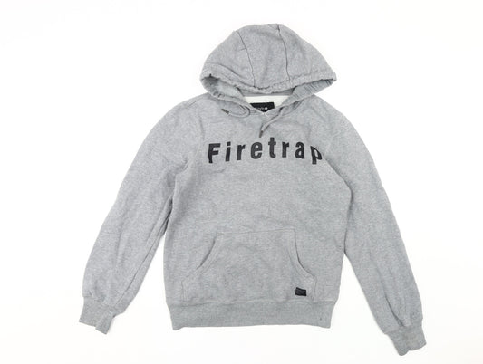 Mens UK Size S Firetrap Grey Pullover Hoodie
