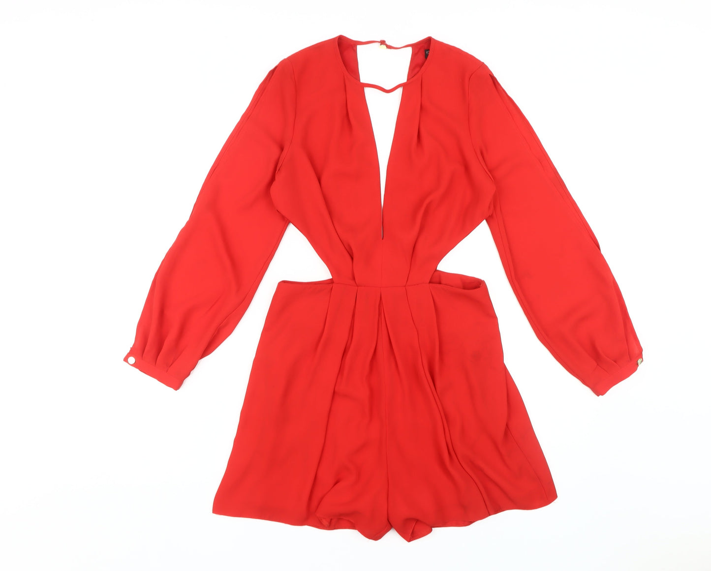 Miss Selfridge Red Women's Long Sleeve Playsuit Size 10