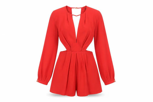Miss Selfridge Red Women's Long Sleeve Playsuit Size 10