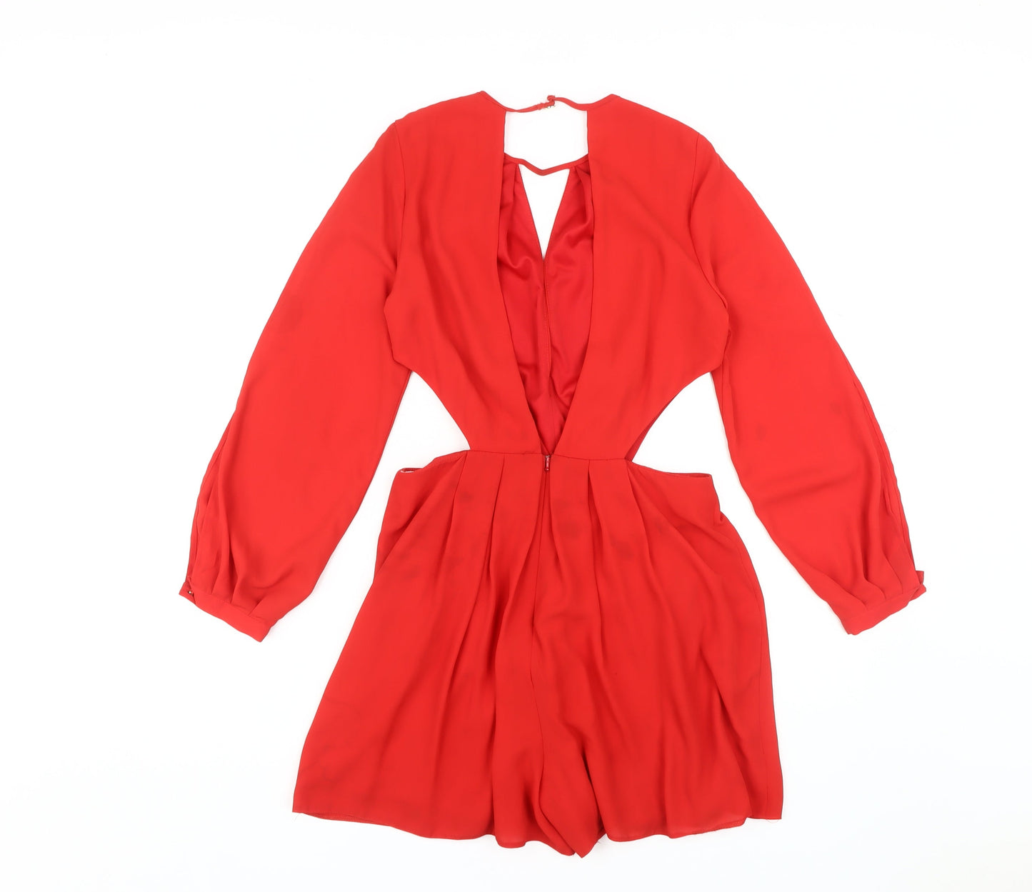 Miss Selfridge Red Women's Long Sleeve Playsuit Size 10