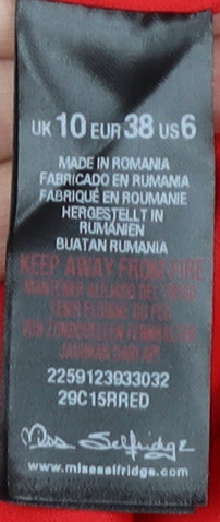 Miss Selfridge Red Women's Long Sleeve Playsuit Size 10