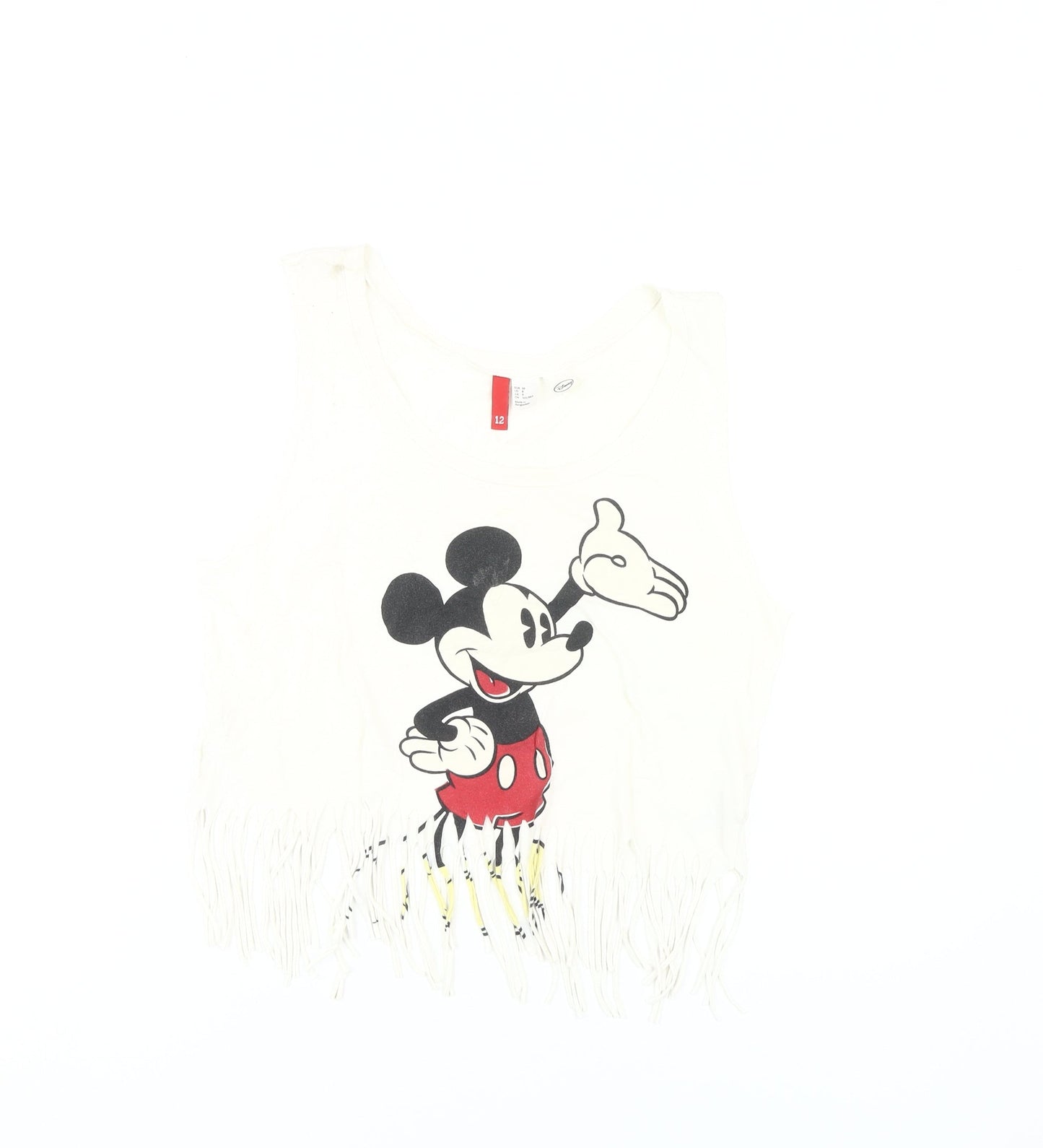 Womens UK Size 12 Disney White Cropped Tank
