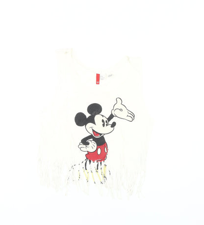 Womens UK Size 12 Disney White Cropped Tank