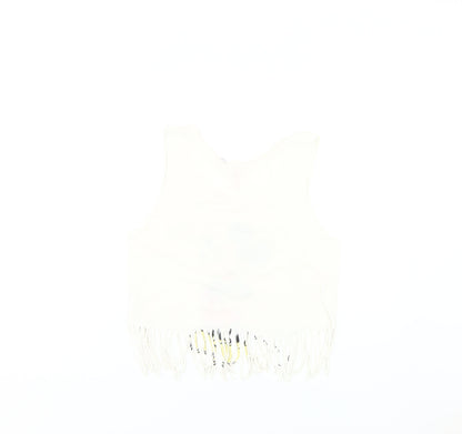 Womens UK Size 12 Disney White Cropped Tank