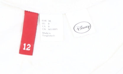 Womens UK Size 12 Disney White Cropped Tank