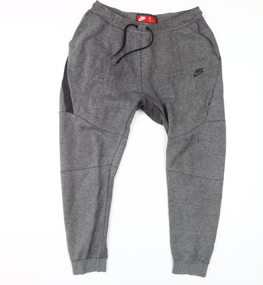 Nike Men's Grey Joggers, Size L, Casual Knit Trousers