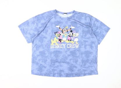 Unisex Adults UK Size 20 Disney Blue Basic T-Shirt