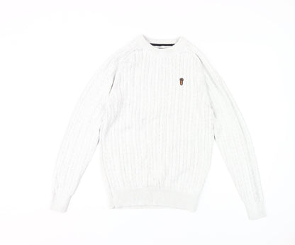 Next Men's Ivory Cotton Cable-Knit Jumper Size M