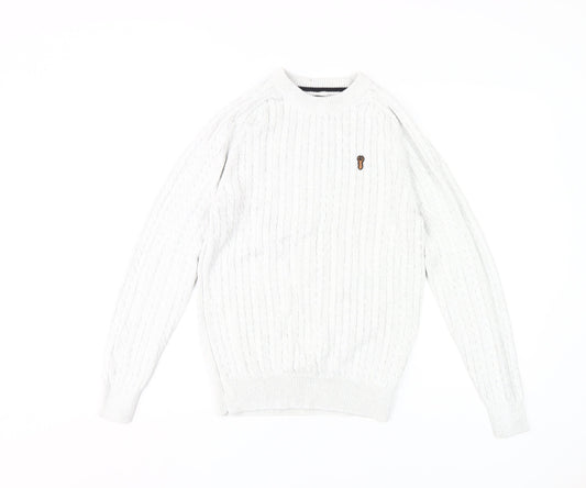 Next Men's Ivory Cotton Cable-Knit Jumper Size M