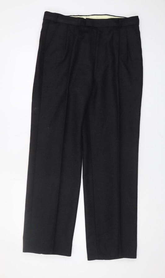 The Label Men's Black Dress Pants 34 Wool Formal