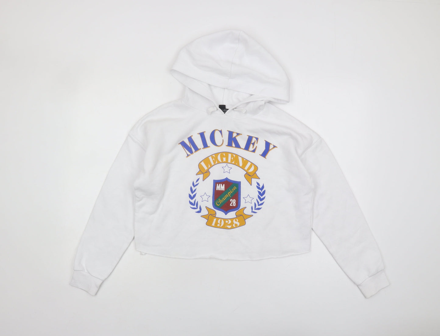 New Look Girls White Hoodie 12-13 Years Mickey Pullover