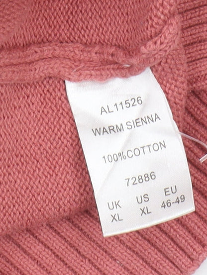 Cotton Traders Men's Pink XL V-Neck Pullover Jumper