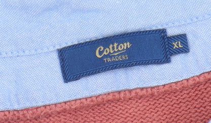 Cotton Traders Men's Pink XL V-Neck Pullover Jumper