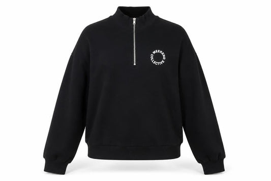 Front view of ASOS DESIGN Women's Black 1/4 Zip Sweatshirt, size 8