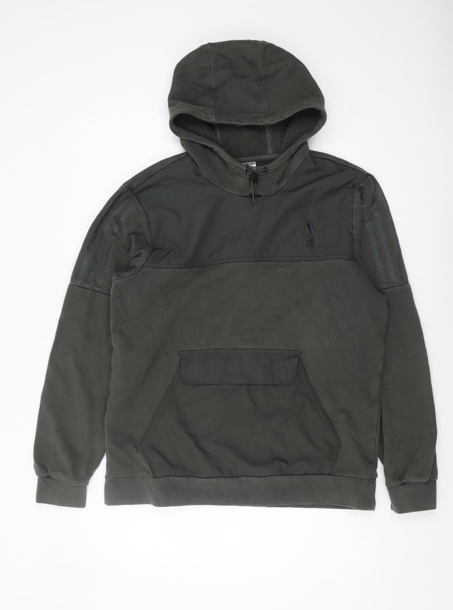 Adidas Men's Green Pullover Hoodie, Size M, Logo Design